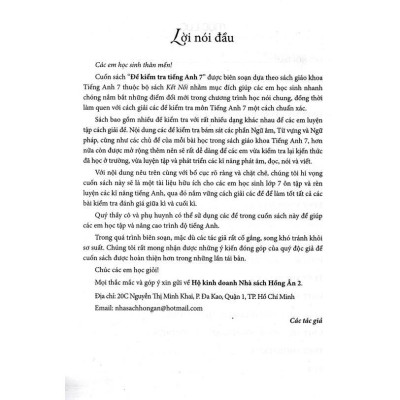 Sách - Đề Kiểm Tra Tiếng Anh Lớp 7 - Dùng Kèm Sách Giáo Khoa Kết Nối - Hồng Ân