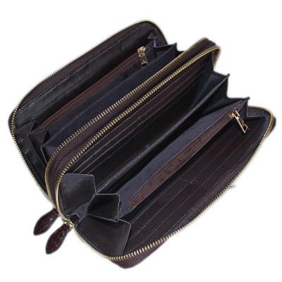 HP3738-39-40-41 - Bóp nữ da cá sấu Huy Hoàng nhiều ngăn gai cầm tay màu đen, nâu đỏ, vàng, nâu đất