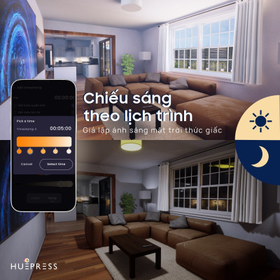 Đèn led thông minh HUEPRESS myHue Bulb L1 cao cấp WIFI 16 triệu màu RGBCW 9W - Điều khiển bằng app