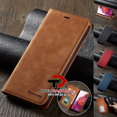 Bao da dạng ví dành cho SamSung Galaxy S20 FE có ngăn để thẻ, da thật chính hãng Forwenw - Hàng chính hãng