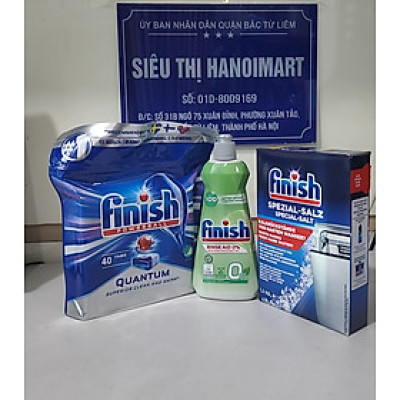 Combo Viên Finish Hữu cơ 70V + Muối Finish 1.2kg + Nước làm bóng bát Finish 750ml
