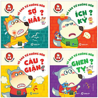 Combo Wolfoo EQ - Vì Sao Tớ Không Nên Sợ Hãi + Ích Kỷ + Ghen Tỵ + Cáu Giận (Bộ 4 Quyển)