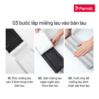 Combo 2 Miếng Lau Nhà Thế Hệ Mới Parroti Pro PAD2-PR01 - Kích Thước 33 x12 CM (Chỉ dùng được cho Bộ lau nhà Parroti Pro)