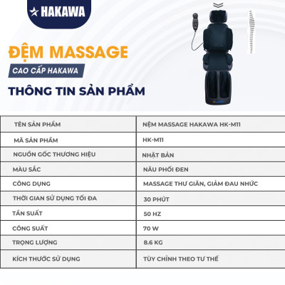 GHẾ MASSAGE MINI HỒNG NGOẠI TOÀN THÂN CAO CẤP HAKAWA HK-M11 - HÀNG CHÍNH HÃNG