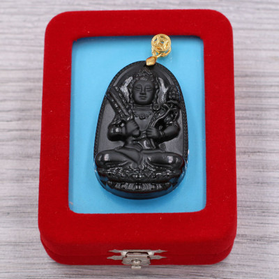 Mặt Phật Hư Không Tạng đen 4.3 cm kèm hộp nhung ( cả nam và nữ )
