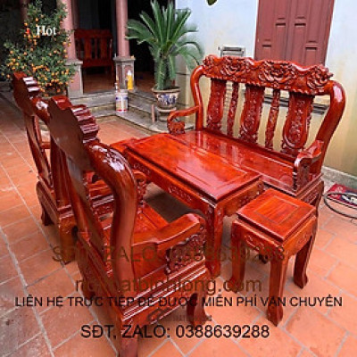 Bộ Bàn Ghế Minh Quốc Voi Gỗ Xà Cừ
