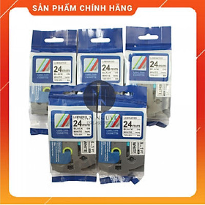 [Combo 5 hộp] Nhãn In đa lớp Tz2-251 - Đen nền trắng 24mm x 8m - Hàng nhập khẩu