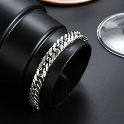 Vòng tay Lắc tay nam nữ titan cao cấp thép không gỉ lặc kép vuông phong cách trangsucpt PTLTNA104