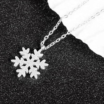 Dây chuyền nữ titan thời trang mặt hình hoa tuyết phun cát thép không gỉ trangsucpt có 3 màu DCNUT39