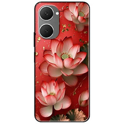 Ốp lưng cho Vivo Y03 - Y03T - Y18 - Y18S - Y18T - Y27 5G - Y28 4G - Y36 - Sen Nền Đỏ - Hàng Chính Hãng