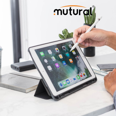 Bao da ipad Mini 5 2019 hiệu Mutural có khe cài bút cảm ứng_ Đỏ- hàng nhập khẩu