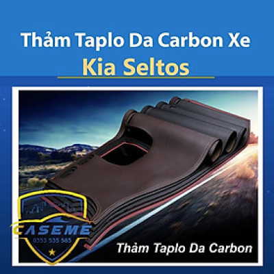 Thảm Taplo xe Kia Seltos 2020 2021 Mẫu Da Carbon Cao Cấp