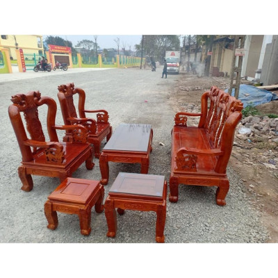 Bộ bàn ghế quốc đào gỗ xoan ta 6 món tay 10