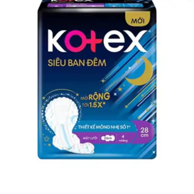 1 Gói Băng Vệ Sinh Kotex Siêu Ban Đêm 28cm - Mỗi Gói 4 Miếng -HSD luôn mới