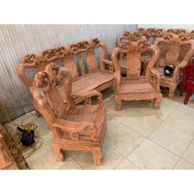 bộ bàn ghế quốc đào tay 12 gỗ hương đá nam phi