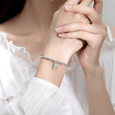 LẮC TAY ĐỐT TRE MẠ  BẠC BỘ BỘ CAO THĂNG MỌI SỰ THĂNG TIẾN