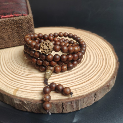 Vòng Tay Trầm Hương Chuỗi 108 Hạt 100% Trầm Tốc Tự Nhiên Mix Sen Tốc