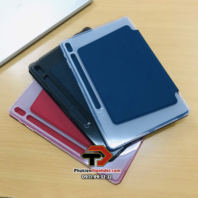 Bao da cho SamSung Galaxy Tab S9 FE+ lưng silicone mềm, gập tam giác 2 kiểu dựng tiện lợi - Hàng chính hãng