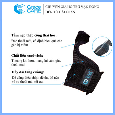 Đai Nẹp Cố Định Ngón Tay Cái Grace Care WS223 – Cố Định, Giảm Đau, Chấn Thương Tay (Dùng Được 2 Tay)