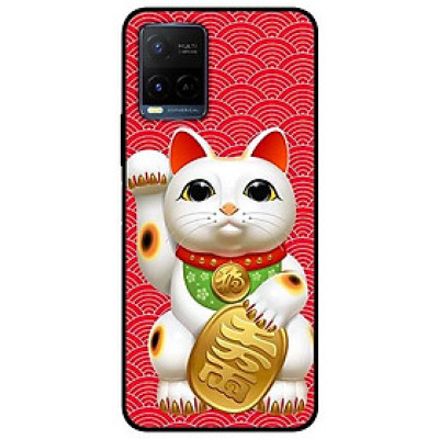Ốp lưng dành cho Vivo Y21 - Vivo Y21s mẫu Mèo May Mắn Nền Đỏ 1