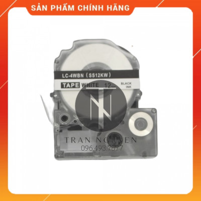 Nhãn in Tepra SS12KW (LC-4WBN) - Chữ đen nền trắng 12mm x 8m - Hàng nhập khẩu