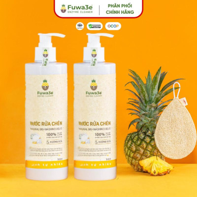 [ Nước rửa chén bát Fuwa3e 500ml an toàn cho bé ] enzym dịu nhẹ da tay không nhờn rít hương dứa