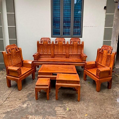 Bộ bàn ghế âu á hộp chương voi gỗ hương đá ( Cô Mơ - Ninh Bình )