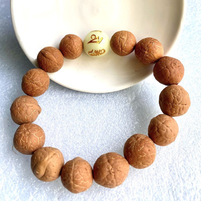 VÒNG TAY BỒ ĐỀ MẮT PHẬT ( PHẬT NHÃN )TỰ NHIÊN NEPAL 14ly VÀ ĐÁ DẠ QUANG LỤC TỰ OM MANI