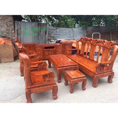 bộ bàn ghế quốc đào tay 10 gỗ xoan ta