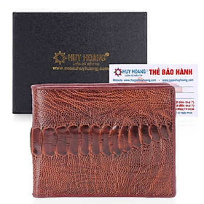 HH2404 - Bóp nam da đà điểu Huy Hoàng da chân màu nâu đỏ