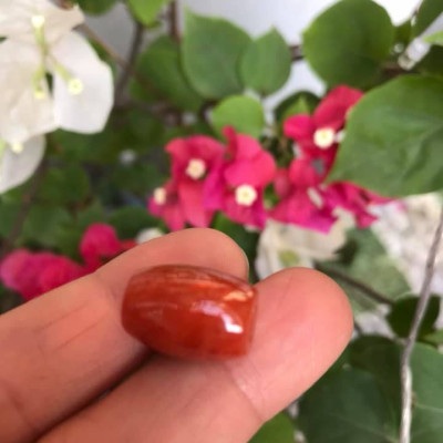 HẠT LU ĐÁ CẨM THẠCH TỰ NHIÊN ĐỎ CAM BÓNG ĐẸP LÀM MẶT DÂY CHUYỀN và PHỐI VÒNG TAY NỮ MỆNH HỎA THỔ Size HẠT LU Dài 16mm x dầy 12mm