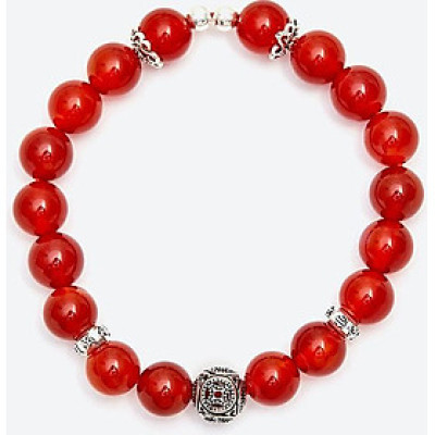 Vòng tay đá mã não đỏ phối đồng tiền bạc Ngọc Quý Gemstones