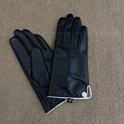 Bao tay nữ lót lông YAOYAO Găng tay nữ da cừu bấm cúc trắng - BHY9748 Găng tay da cảm ứng. Hàng chính hãng.