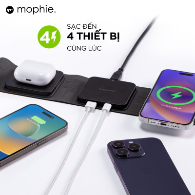 Đế sạc mophie Snap+ multi-device travel, sạc không dây sạc nhanh, BH 2 năm 1 đổi 1 - Hàng chính hãng
