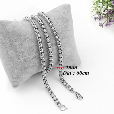 Dây chuyền nam dây xích titan cao cấp sang trọng thép không gỉ bông dừa khít trangsucpt 3mm PTDCNA50