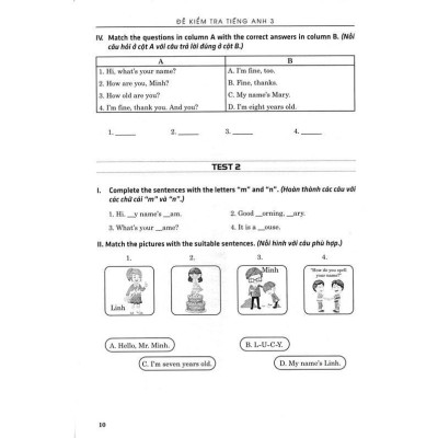Sách - Đề Kiểm Tra Tiếng Anh Lớp 3 - Có Đáp Án - Biên Soạn Theo Chương Trình GDPT Mới - Hồng Ân