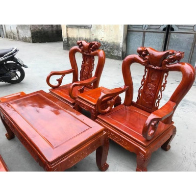 bộ bàn ghế quốc đào tay 12 gỗ xà cừ đỏ