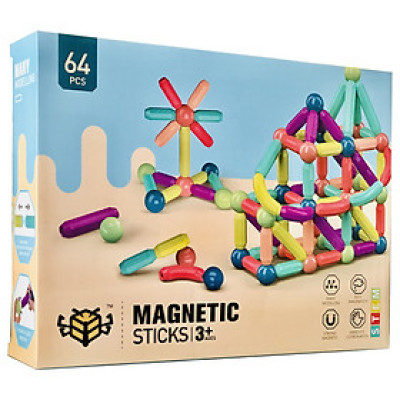 Đồ Chơi Xếp Hình Nam Châm 64 chi tiết, Magnetic Stick