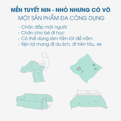 Mền tuyết NIN House màu xanh Dark Blue 1m3x2m, 1m6x2m chăn tuyết nhung microfiber