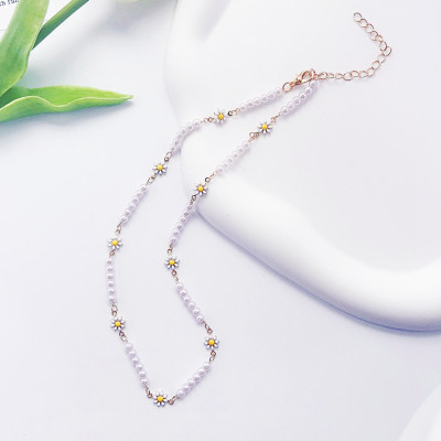 Dây chuyền vòng cổ cúc hoạ mi daisy mix hạt ngọc trai nhỏ xinh đẹp thanh lịch