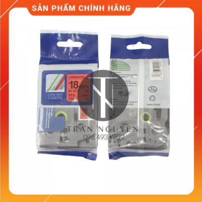 [Combo 3 hộp] Nhãn In đa lớp Tz2-441 - Đen nền đỏ 18mm x 8m - Hàng nhập khẩu