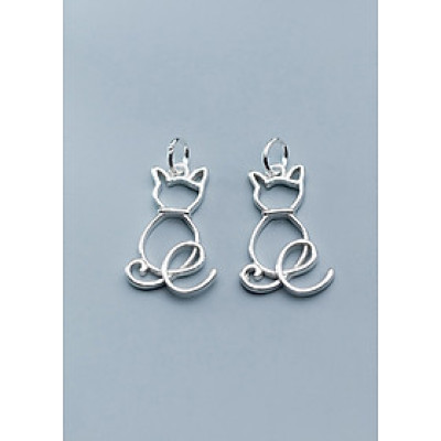 Combo 2 cái charm bạc viền hình con mèo treo - Ngọc Quý Gemstones