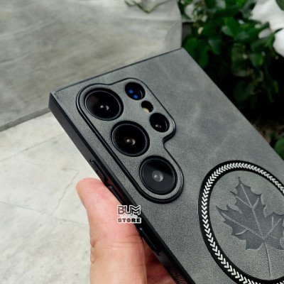 Ốp Lưng Cho Samsung Galaxy S25 Ultra / S25 Plus / S24 Ultra/ S24 Plus / S23 Ultra / S22 Ultra Hình Lá Phong Từ Tính