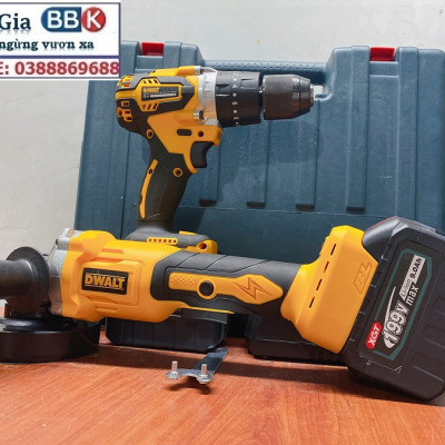 Bộ Combo 2 Trong 1 Gồm Máy Khoan Pin Và Máy Mài Pin 199V - Động Cơ Không Chổi Than Pin 15 Cell - Bảo Hành Chính Hãng