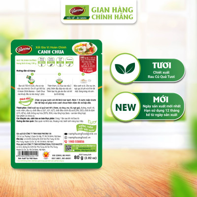 Combo Xốt gia vị hoàn chỉnh Barona: 1 gói Cá/ thịt kho (80gr) + 1 gói Sườn xào chua ngọt (80gr) + 1 gói Canh chua (80gr)