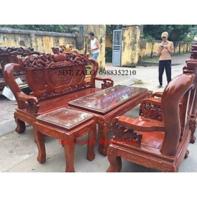 Bộ ghế ghê đỉnh gỗ sà cừ tay 10