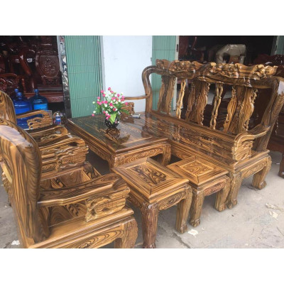 Bộ bàn ghế minh quốc đào gỗ tràm Pu giả mun