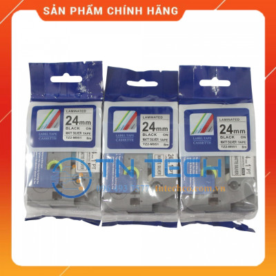 Nhãn In Tz2-M951 - Đen nền bạc 24mm x 8m - Dùng cho máy in BROTHER - AIMO - PUTY [Hàng nhập khẩu]