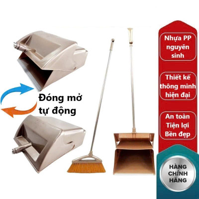 Bộ chổi kèm xẻng hốt rác thông minh nhựa VIỆT NHẬT - Tự động đóng mở, treo tường, xếp gọn - Chính hãng Việt Nhật
