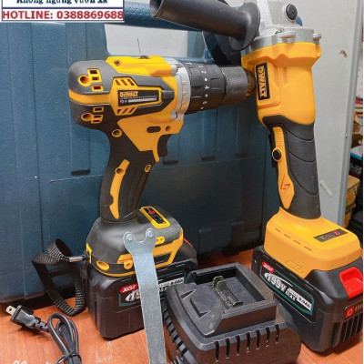 Bộ Combo 2 Trong 1 Gồm Máy Khoan Pin Và Máy Mài Pin 199V - Động Cơ Không Chổi Than Pin 15 Cell - Bảo Hành Chính Hãng